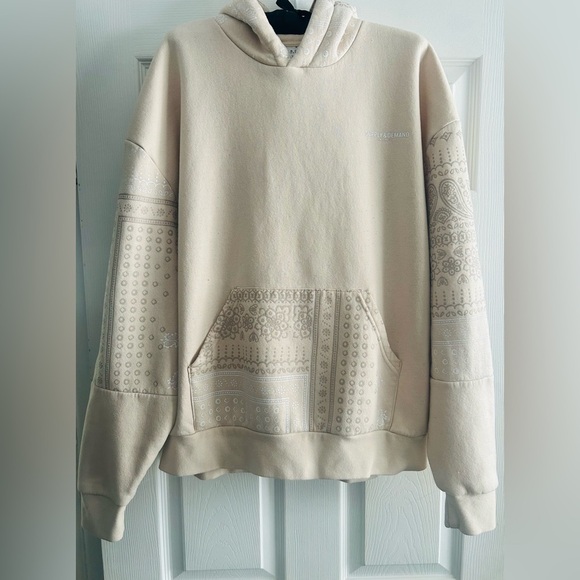 SUPPLY & DEMAND Paisley Hoodie - Cream/Tan, Boyfriend Fit, Sz M, Used Condition - Picture 2 of 5